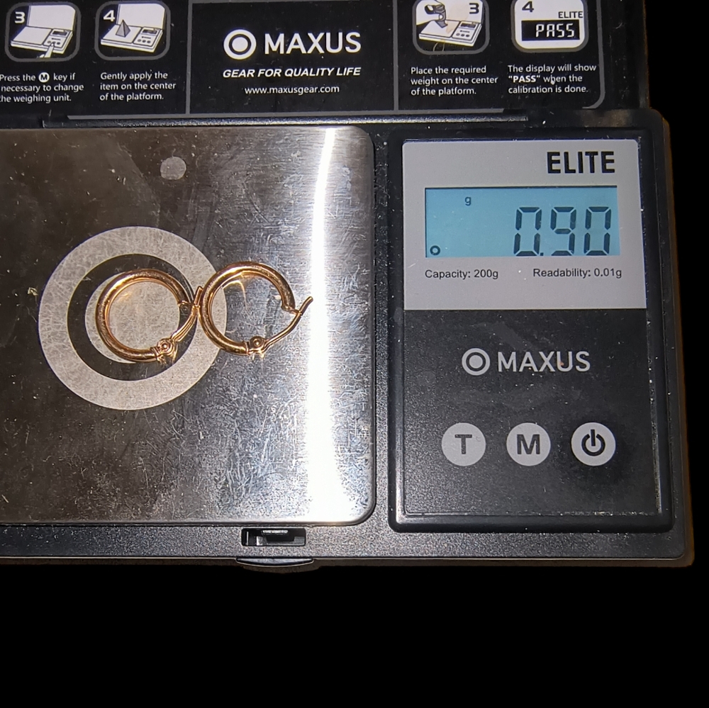 14K Rose Gold Small Huggie Hoop Earrings - Picture 8 of 9
